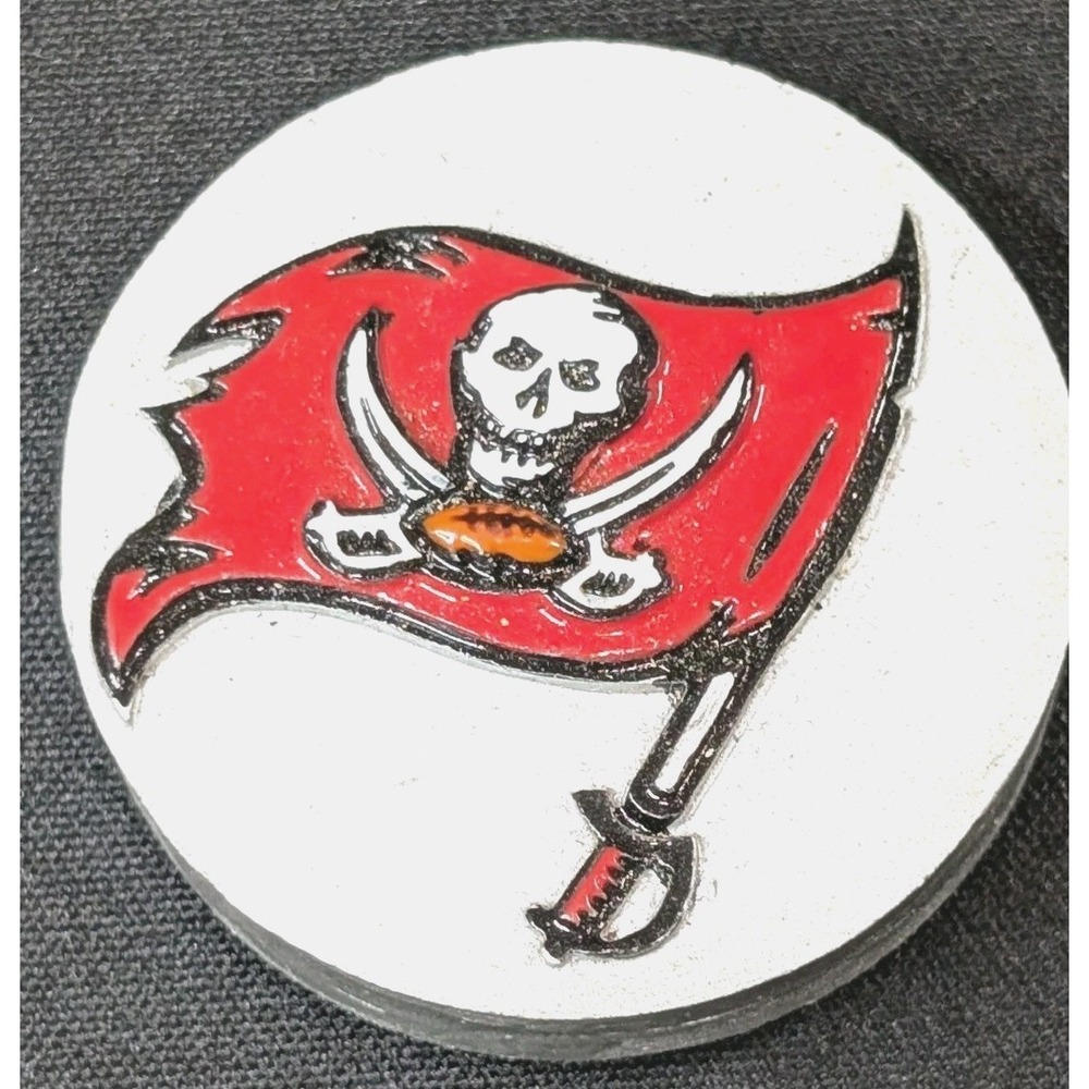 Tampa Bay Buccaneers Round Bead Charm Red Flag Skull Logo NFL Polymer Clay